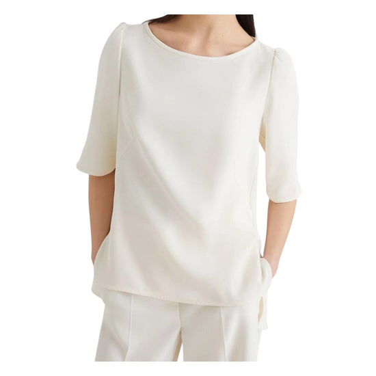 Blusa Vanessa in ever satin riciclato bianco lana. VANESSA 001 MARELLA 