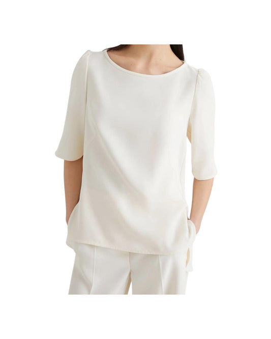 Blusa Vanessa in ever satin riciclato bianco lana. VANESSA 001 MARELLA 