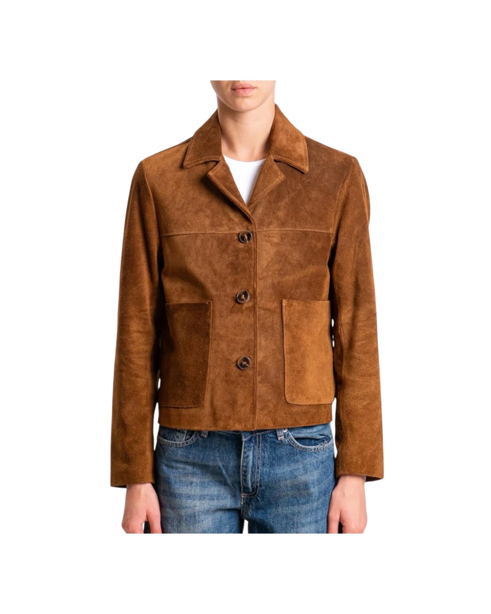 Giacca scamosciata in vera pelle Cognac TF0267 COGNAC VICOLO 