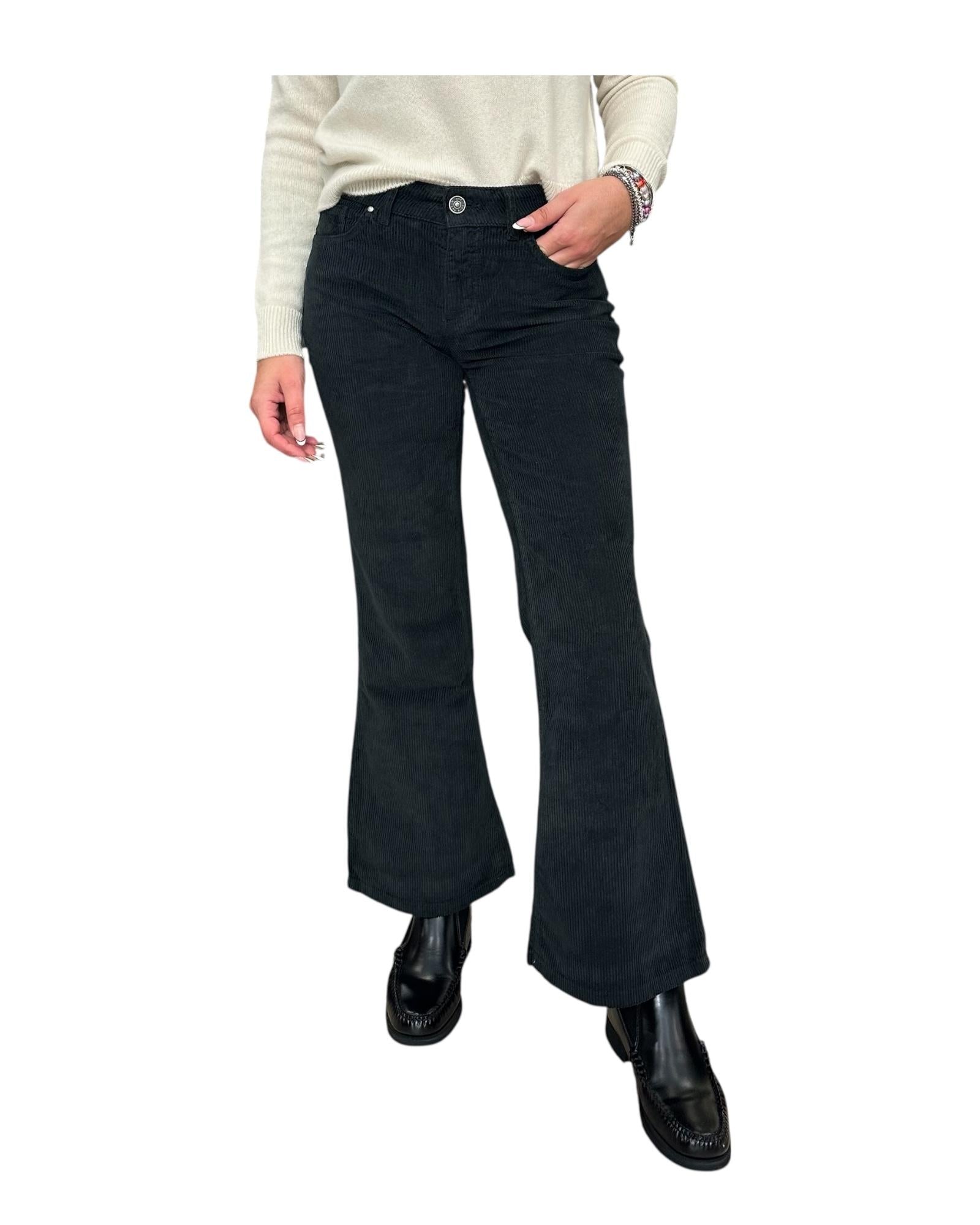 Pantalone Bellona in velluto Nero BELLONA 5 NERO God save denim