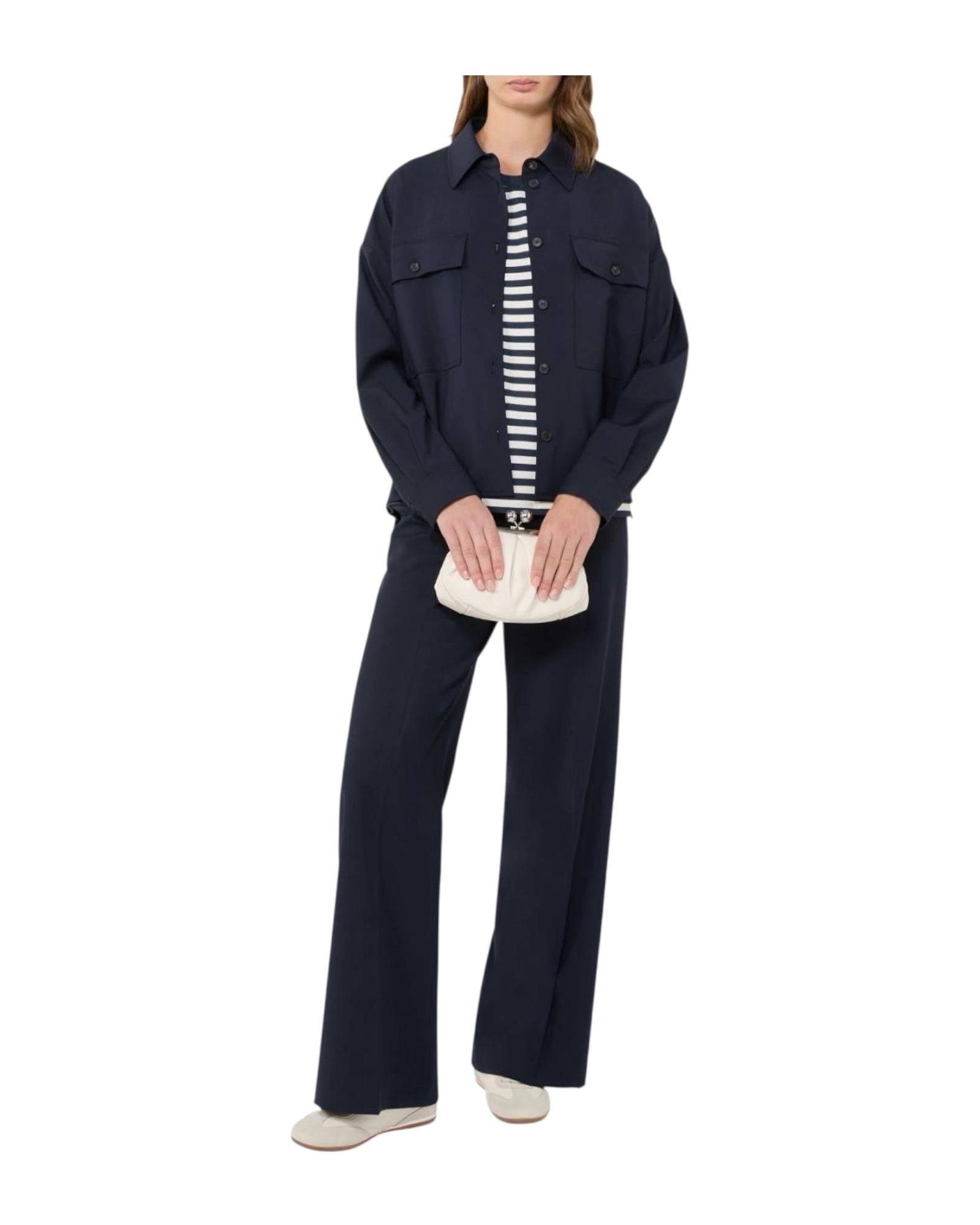 Giacca Crop in tela di lana Blu MULINO 001 MAX MARA WEEKEND 