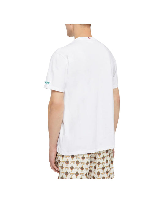 T-shirt in cotone con ricamo e stampa orologio AUS0001 04344L MC2 SAINT BARTH 