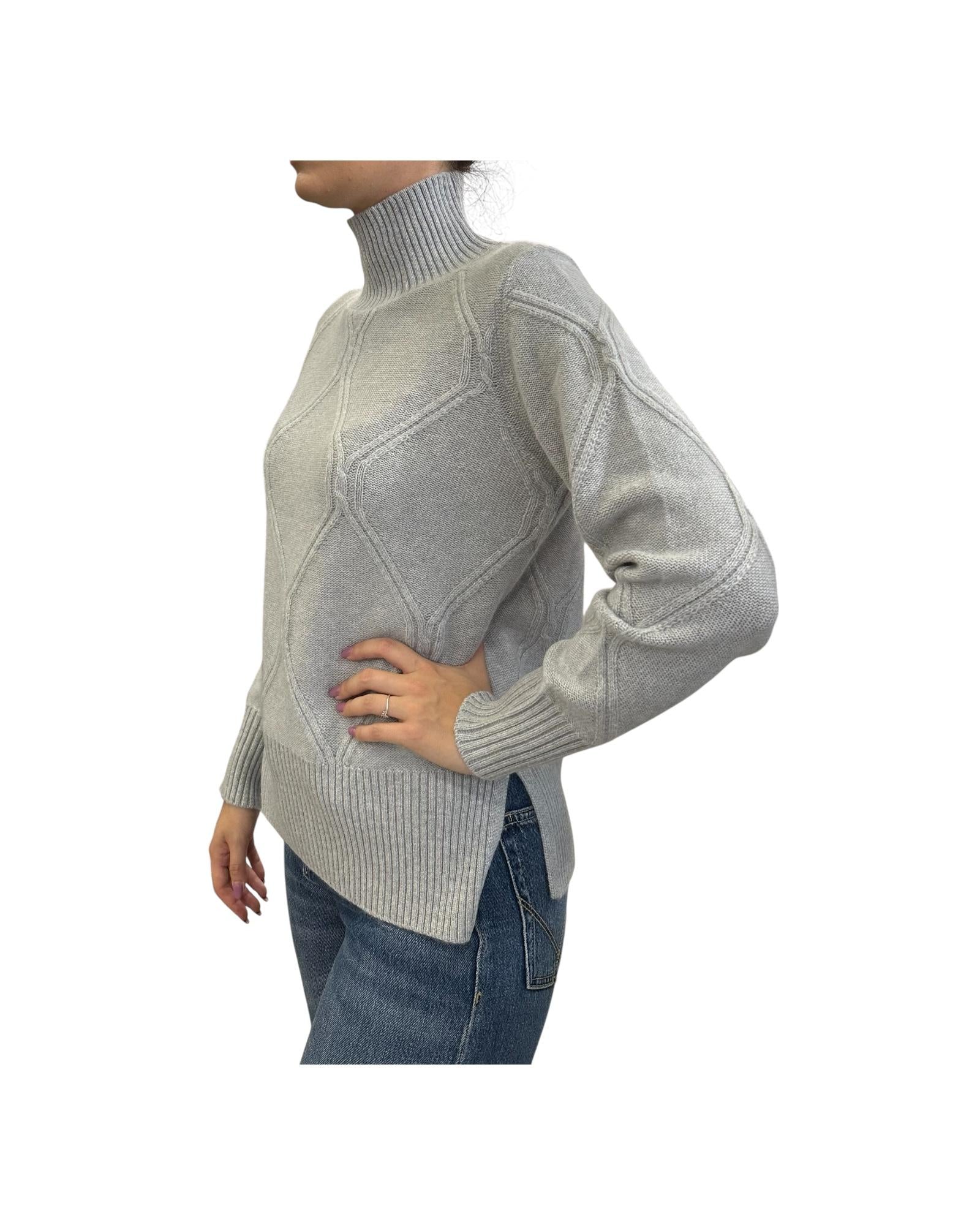 Maglione collo alto in Cashmere Grigio chiaro 97609 012 CAVALIERI MILANO 