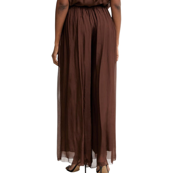 Pantalone ampio in misto seta Cioccolato PCH Q007 232 HAVEONE 