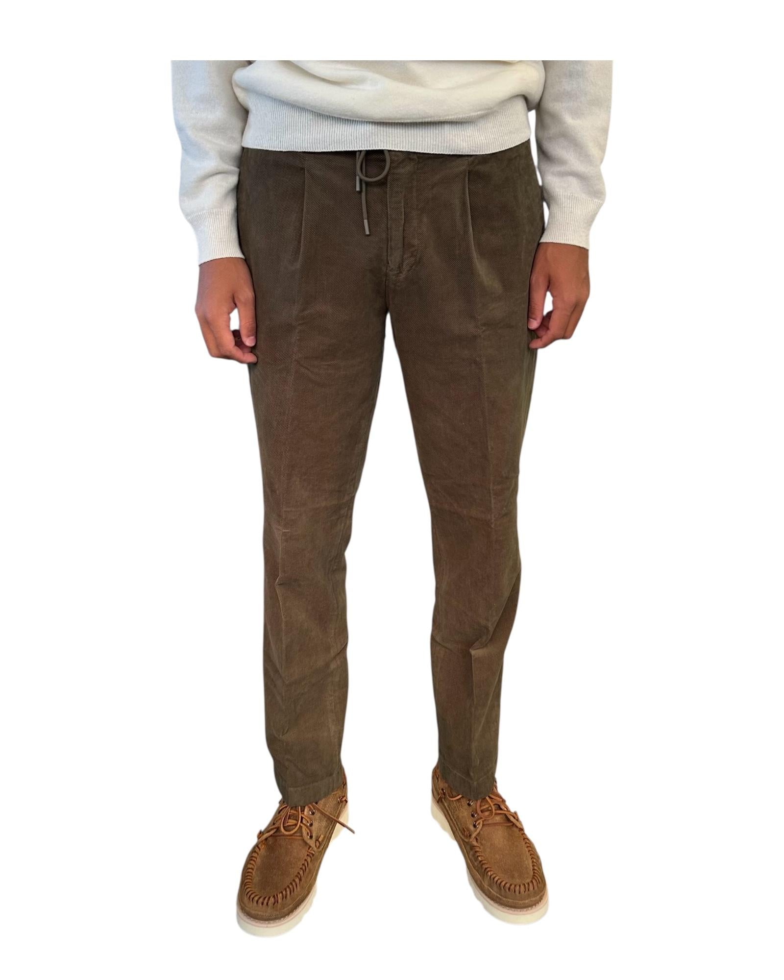 Pantalone in fustagno con coulisse Night green AU26W32PA PA1546 NIGHT GREEN Alley docks 