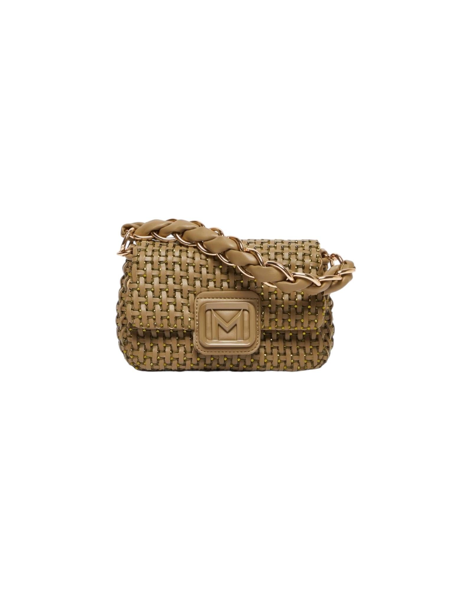 Borsa Le Muse small con intreccio e strass Verde kaki LONTRA1 002 MARELLA