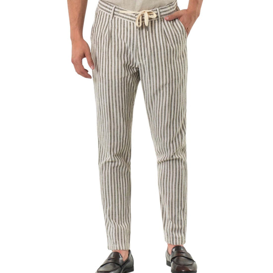 Pantalone misto lino righe Army Green AU25S32PA PA1413 ARMY GREEN Alley docks 