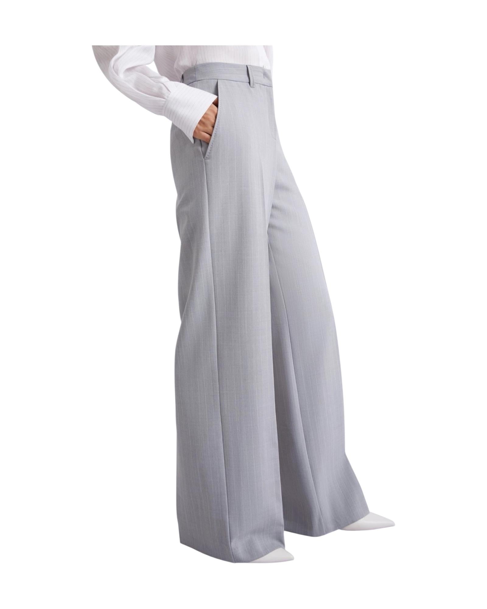 Pantalone dritto in tela stretch malfilé Check grigio GIUNCHI 001 MARELLA 