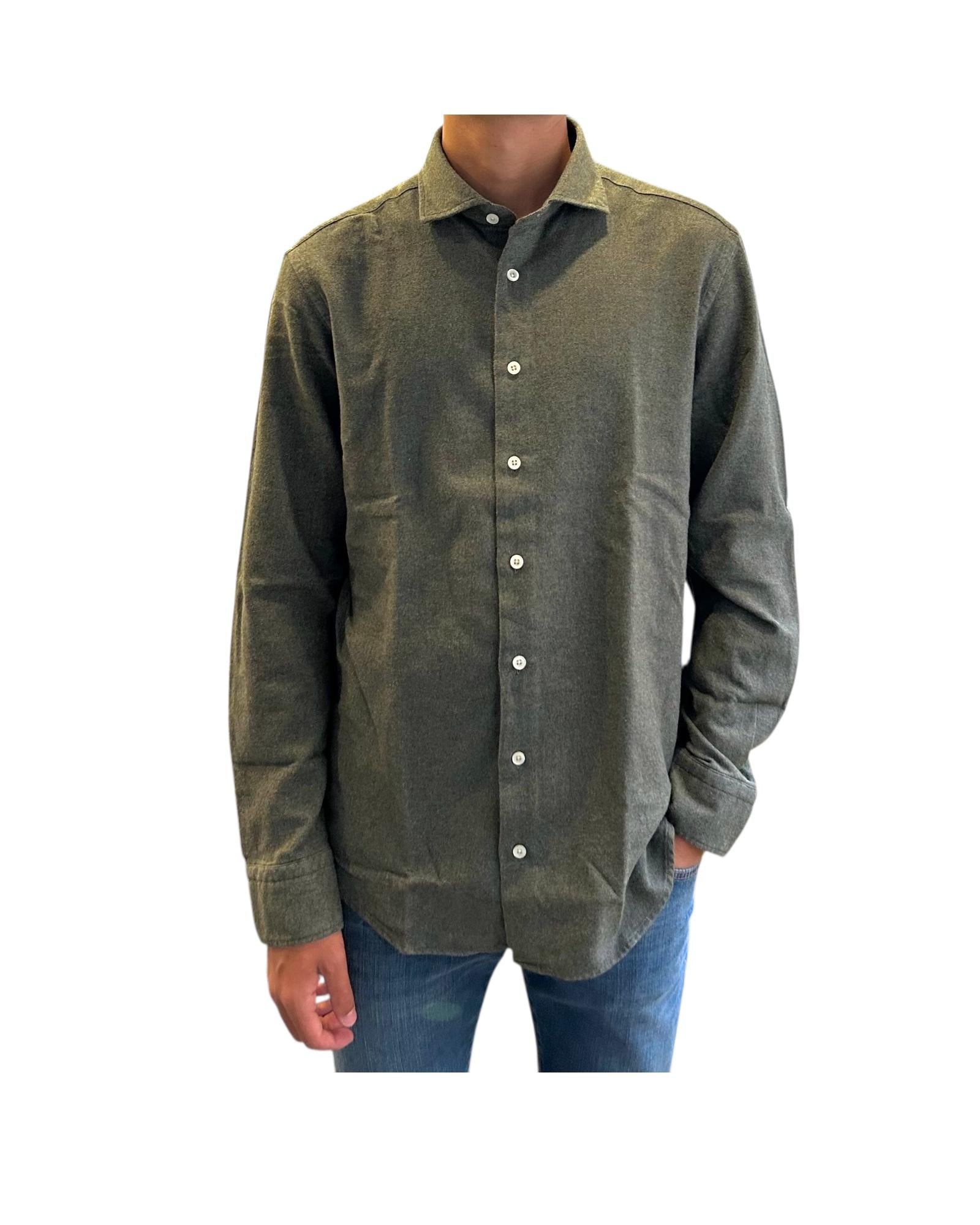 Camicia uomo in flanella Verde B2338 11 BASTONCINO