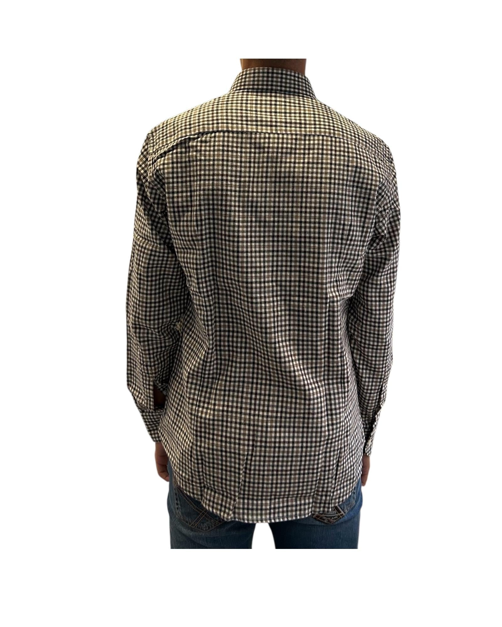 Camicia uomo in leggera flanella Check blu B4423 UNICO BASTONCINO 