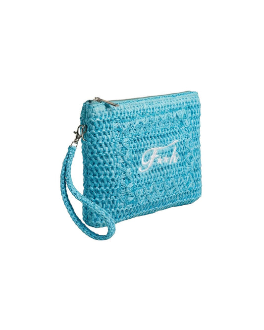 Pochette in rafia Turquoise SW0007 TURQUOISE F**K 