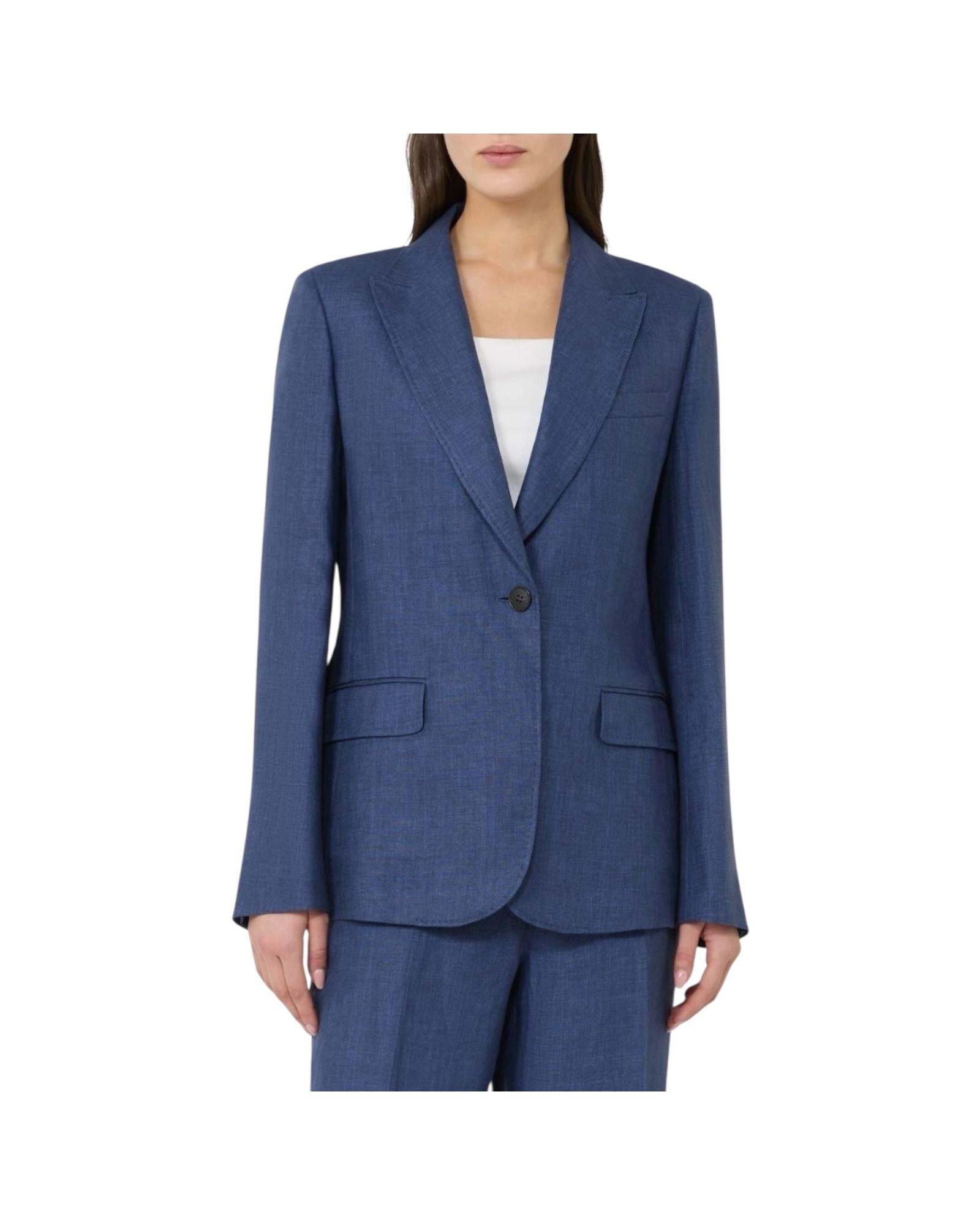 Blazer in canvas di lino Blu NALUT 006 MAX MARA WEEKEND 