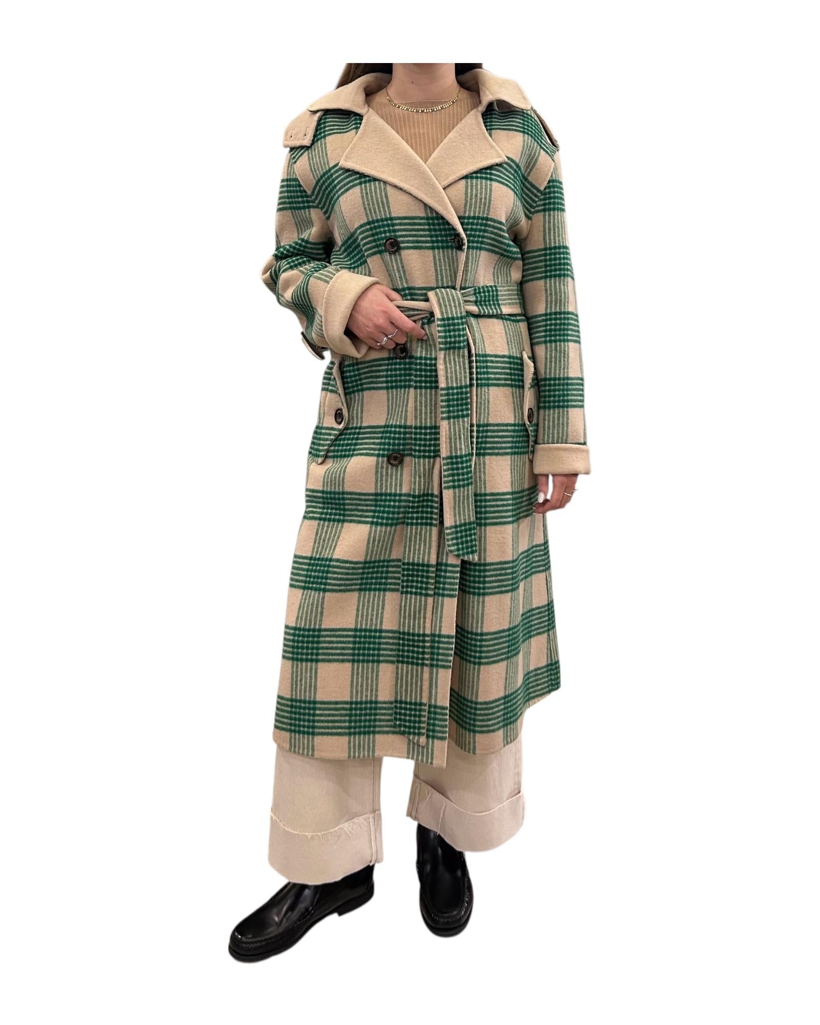 Cappotto Over Check verde TX0018 CHEK VICOLO 
