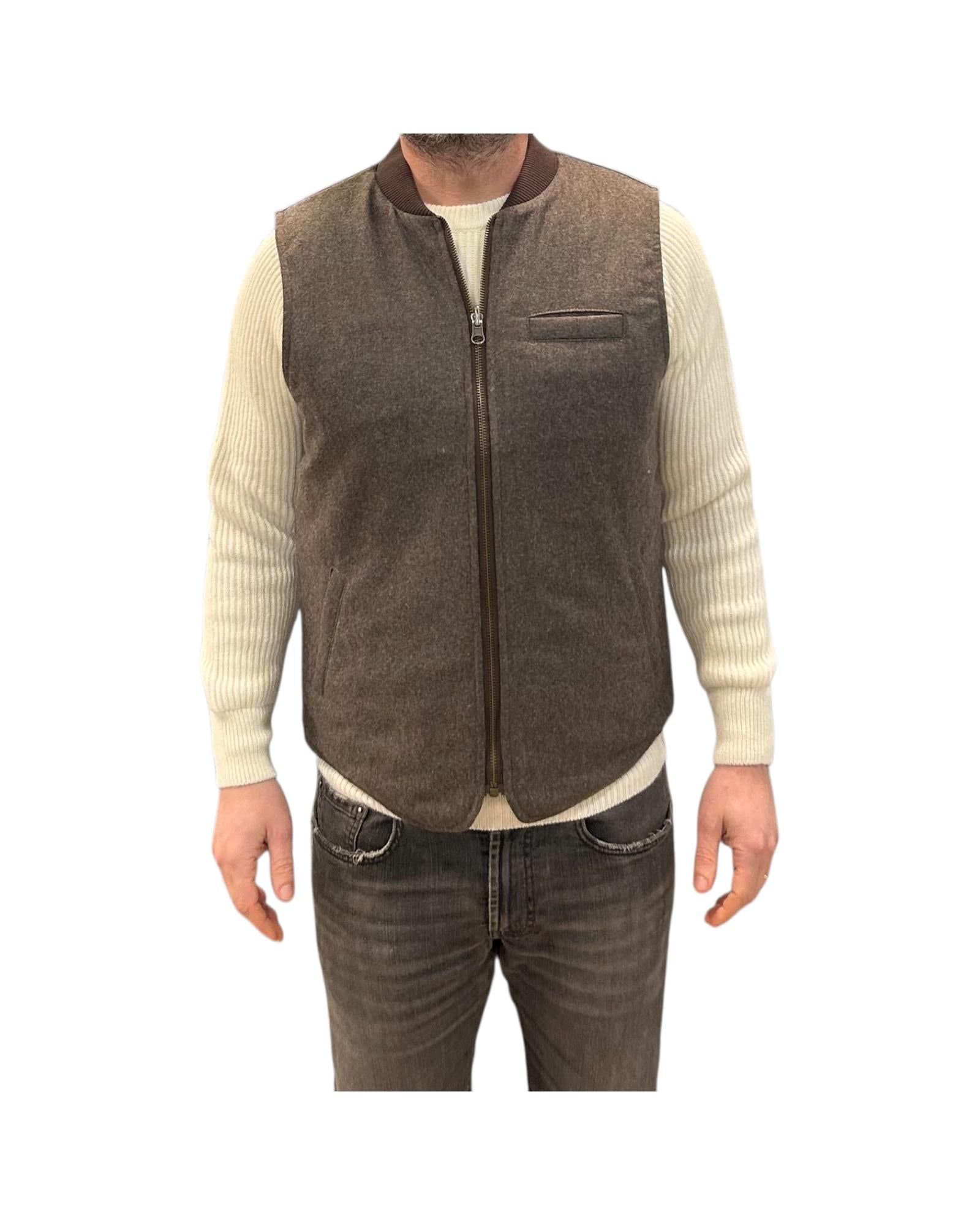 Gilet in lana reversibile Brown W5020 BROWN BL'KER