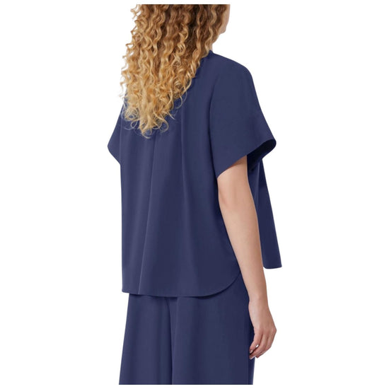 Camicia girocollo in popeline di cotone Blu EDUCATA 008 MAX MARA WEEKEND 