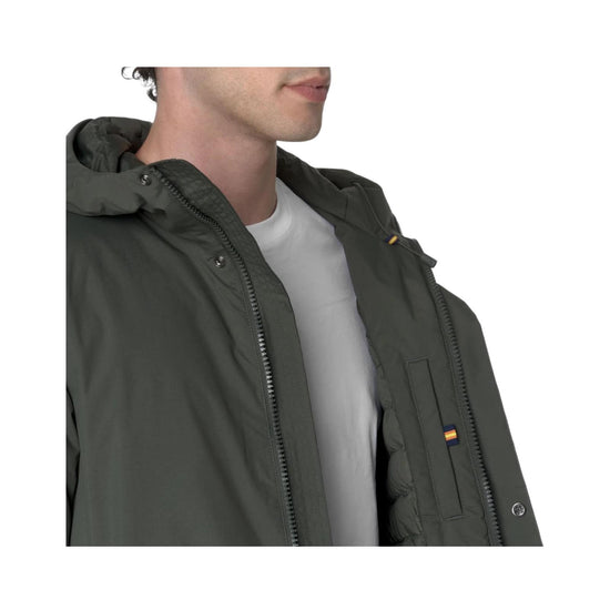 Giacca lunga da uomo Green Blackish K31356W WMR K-way 