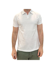 Polo uomo Long Island Fiammata senza bottoni White