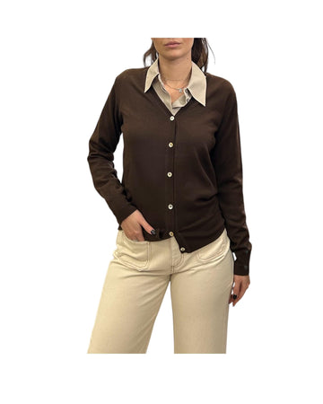 Cardigan in lana merino con scollo a V Testa di moro CARDIGAN V TDM AlEXANDRE STONE 