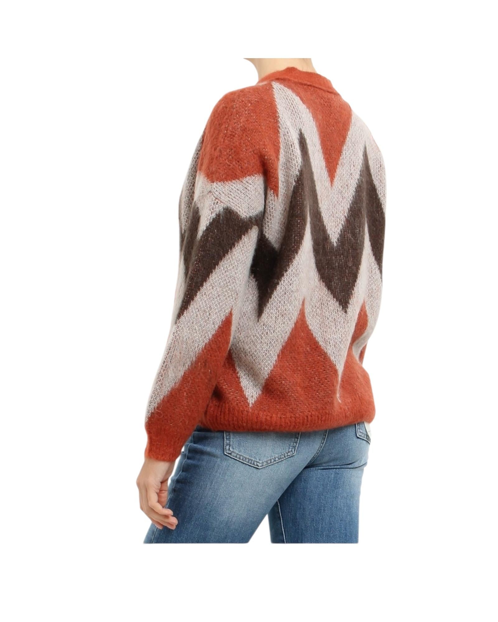 Cardigan a Rombi in Mohair Arancio marrone 55116F ARANCIO MARRONE VICOLO 