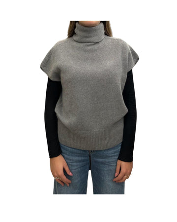 Gilet Over collo alto in cashemre Grigio 85886 114 RETOIS 