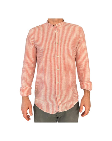 Camicia uomo misto lino a righe Rust AU25S06CA LINCOT366 RUST ALLEY DOCKS 