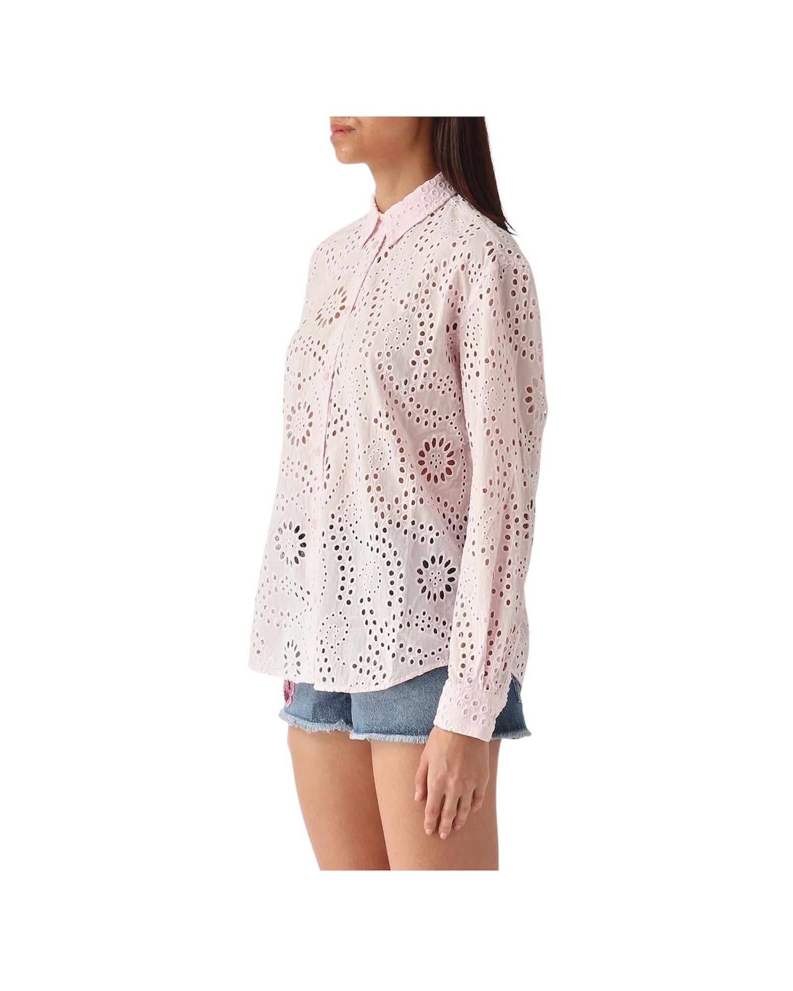 Camicia in cotone Sangallo Rosa con motivo floreale MDH001 00481L MC2 SAINT BARTH 