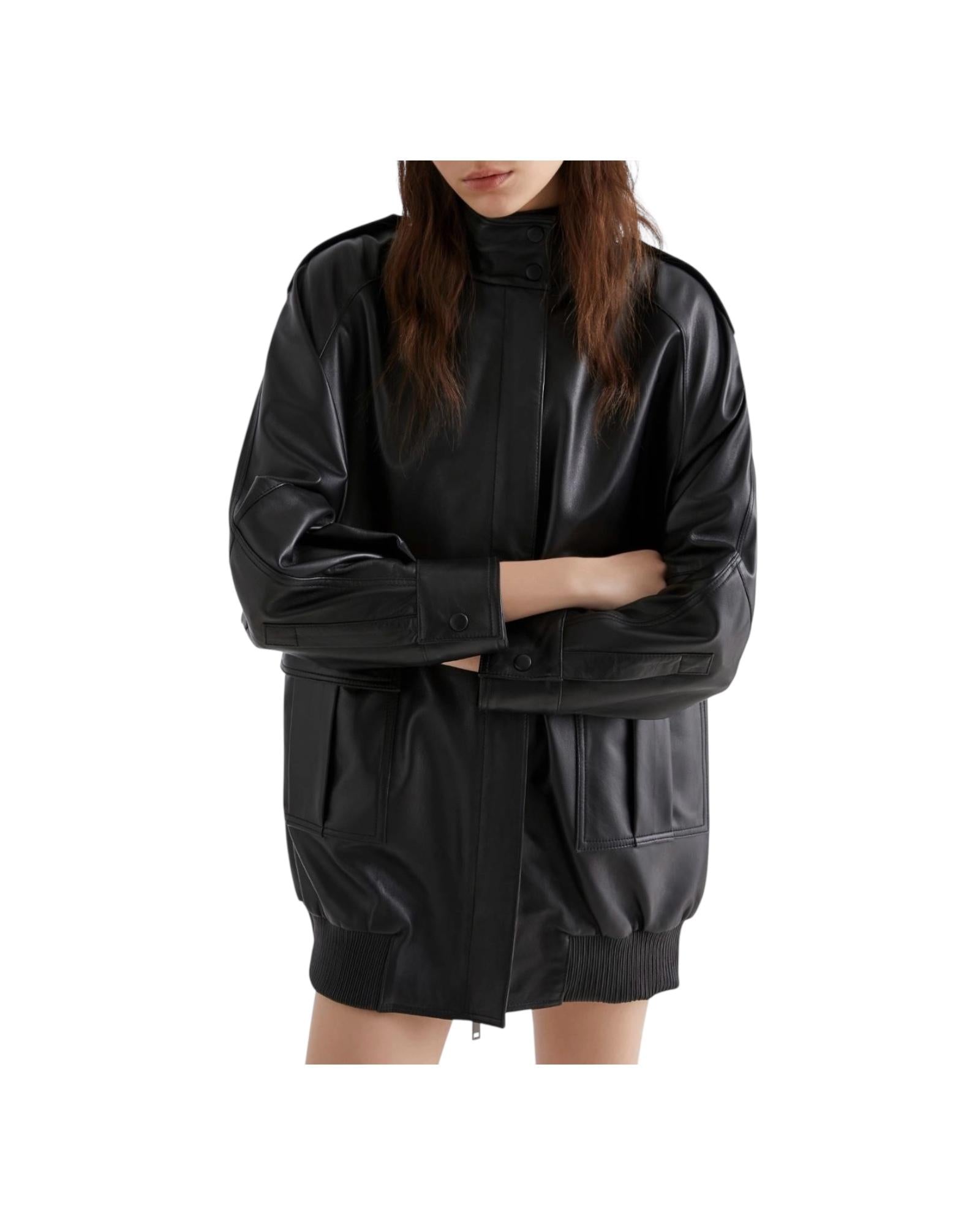 Giaccone oversize in pelle Nero BESSICA 003 MARELLA