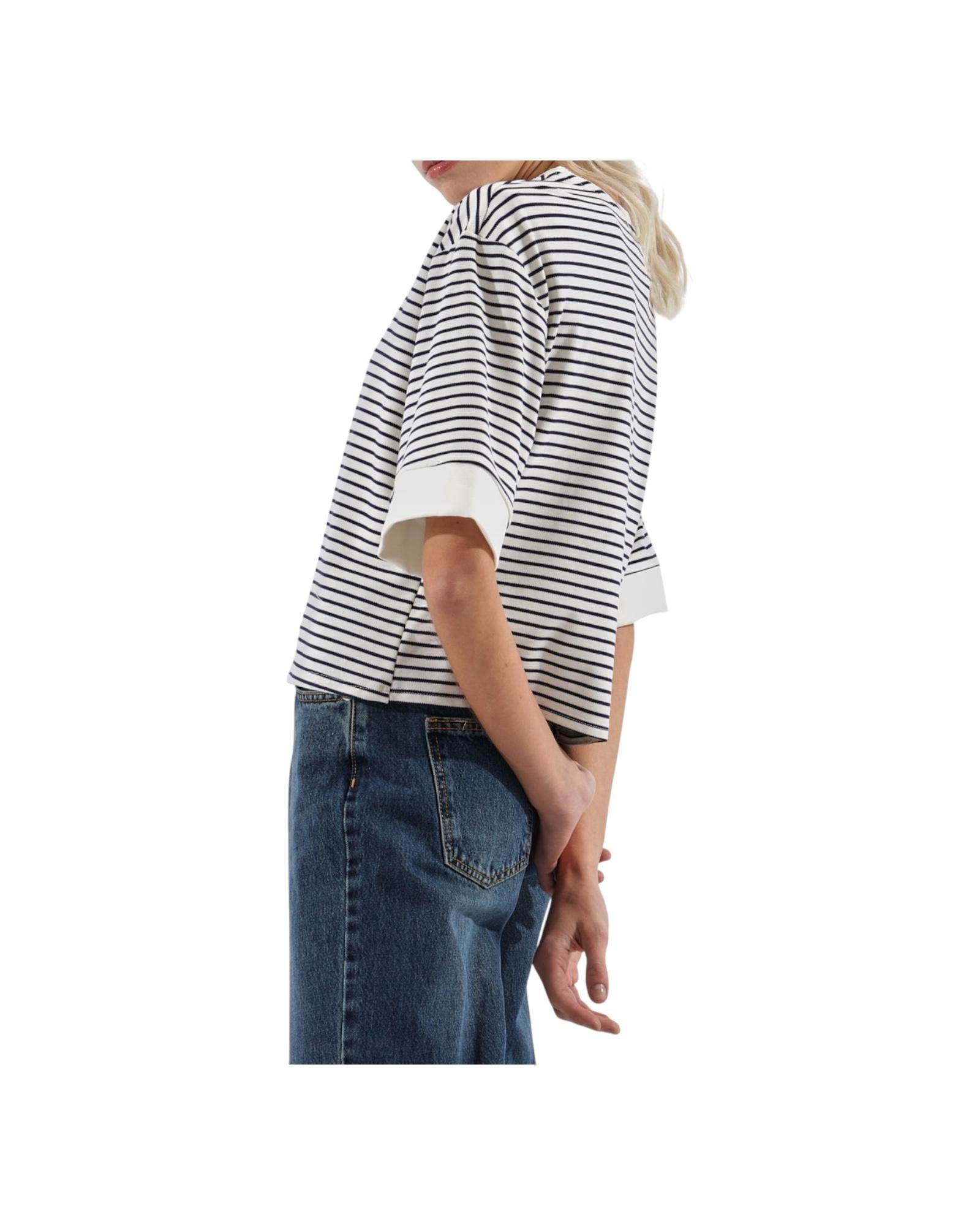 T-Shirt Rigata BIanco Blu TJA N016 002 haveone 