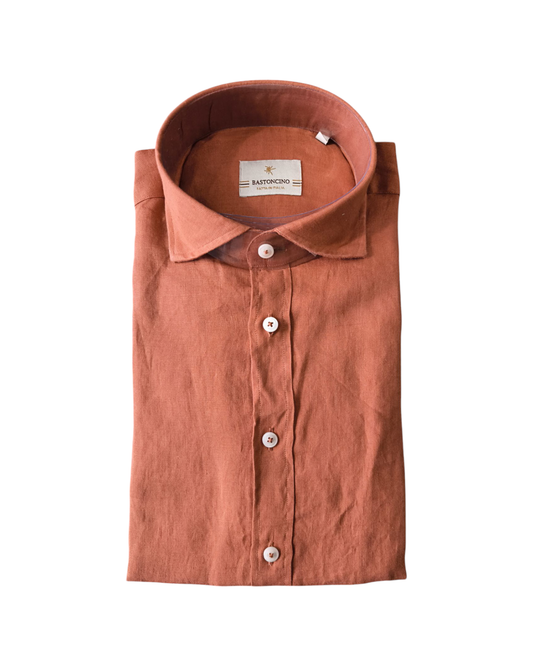 Camicia Simo uomo in lino Ruggine B050 11 BASTONCINO 