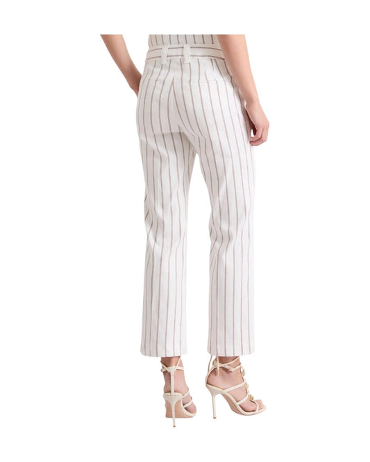 Pantalone in lino e cotone Panna righe marrone FEBO 001 MARELLA 