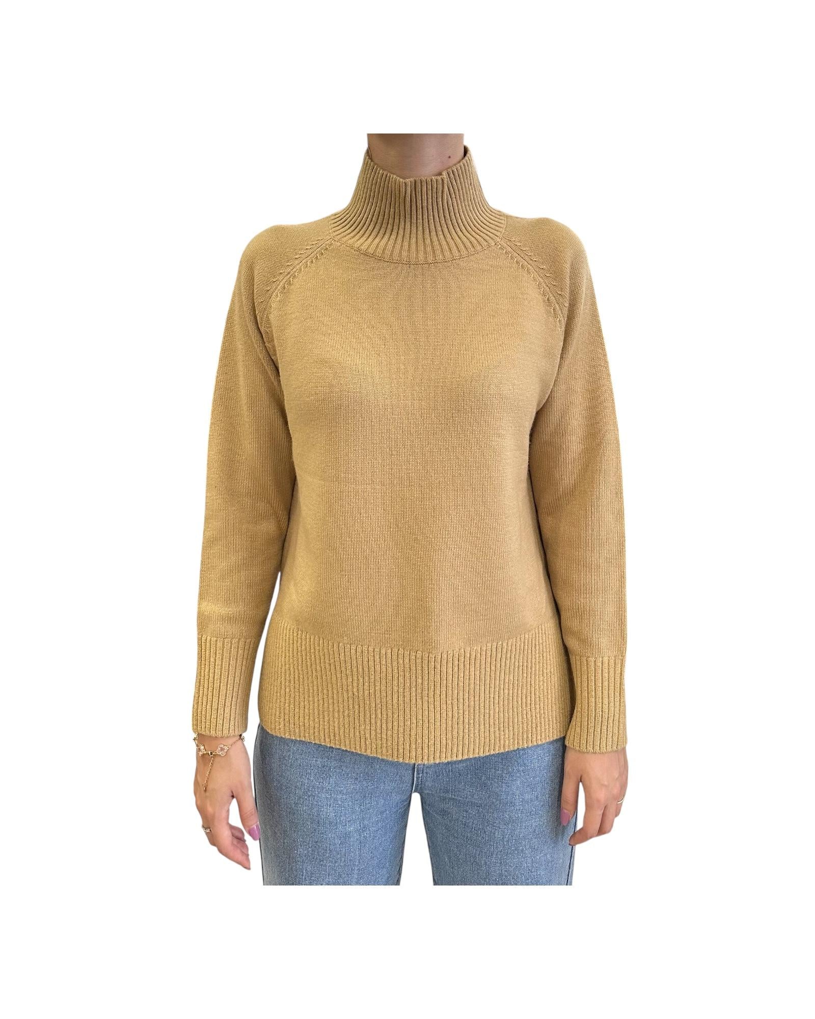 Maglione collo alto misto lana Cammello 97625 046 CAVALIERI MILANO