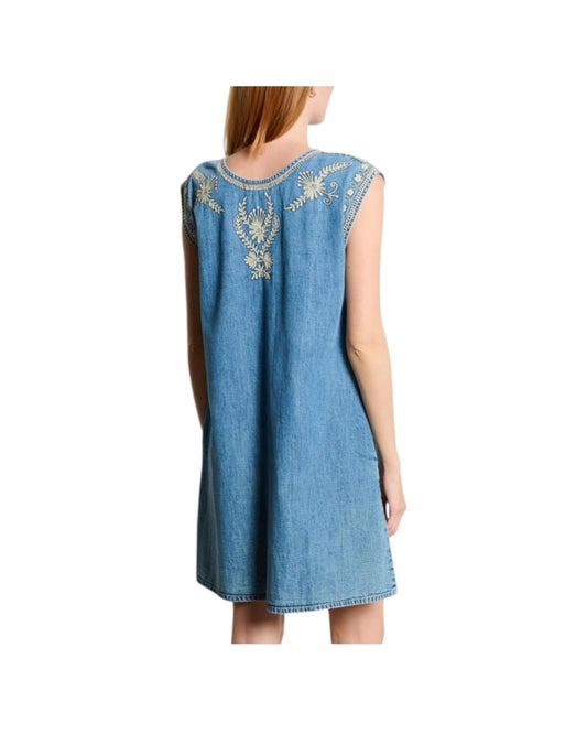 Vestito corto Sylvie in denim ricamato SYLVIE BLUE HAZE MAISON HOTEL 