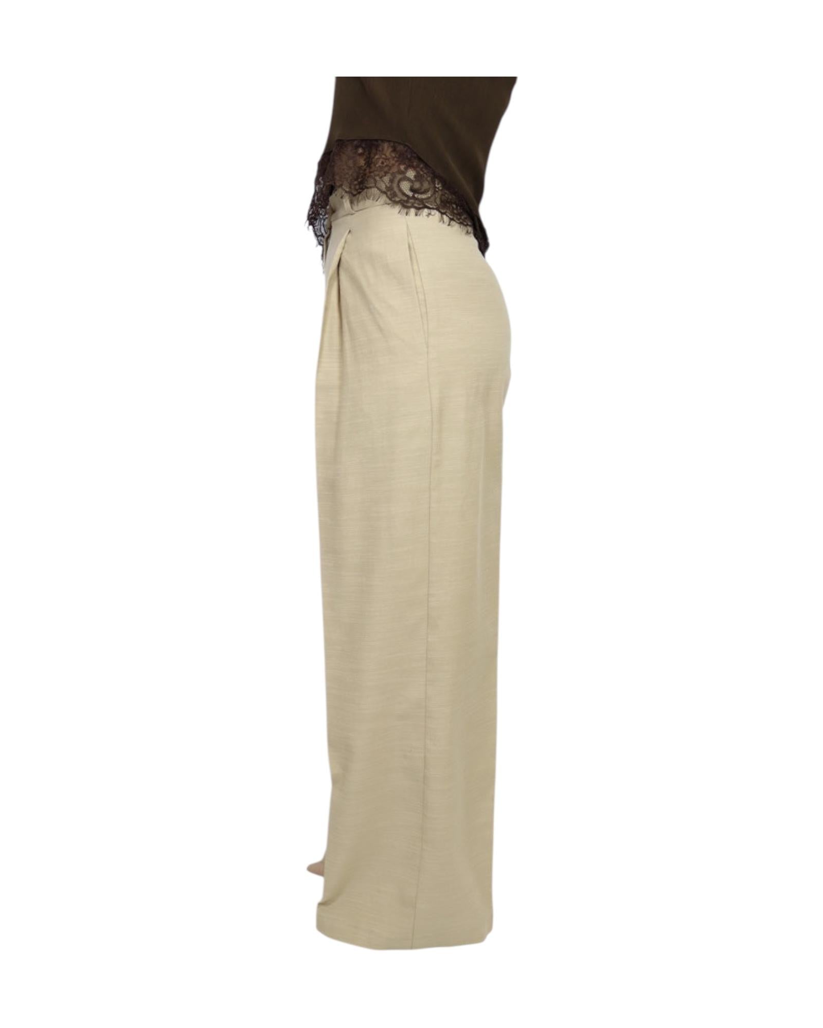 Pantalone palazzo con pinces Beige PGE Q108 021 HAVEONE 