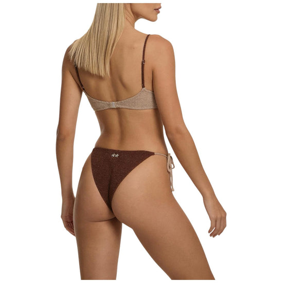 Bikini top con ferretto e slip regolabile Beige e marrone SW1112 BEIGE MARRONE F**K 