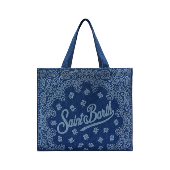 Borsa Essential in tessuto denim con stampa bandana EBAGN006 00780L MC2 SAINT BARTH 