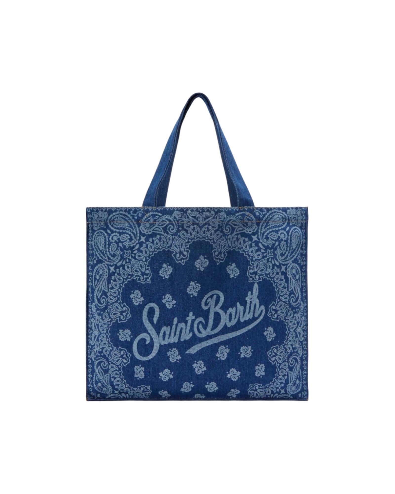 Borsa Essential in tessuto denim con stampa bandana EBAGN006 00780L MC2 SAINT BARTH 