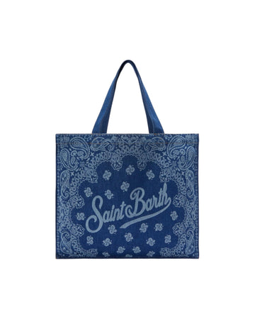 Borsa Essential in tessuto denim con stampa bandana EBAGN006 00780L MC2 SAINT BARTH 