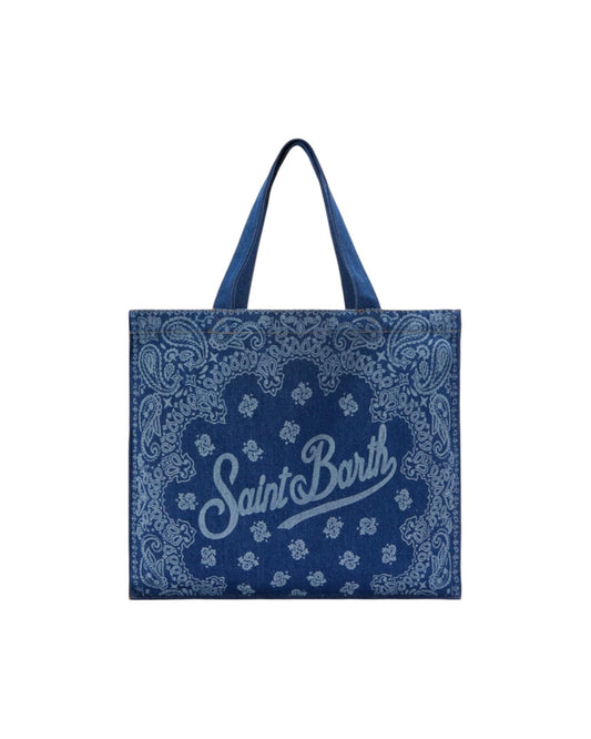 Borsa Essential in tessuto denim con stampa bandana EBAGN006 00780L MC2 SAINT BARTH 
