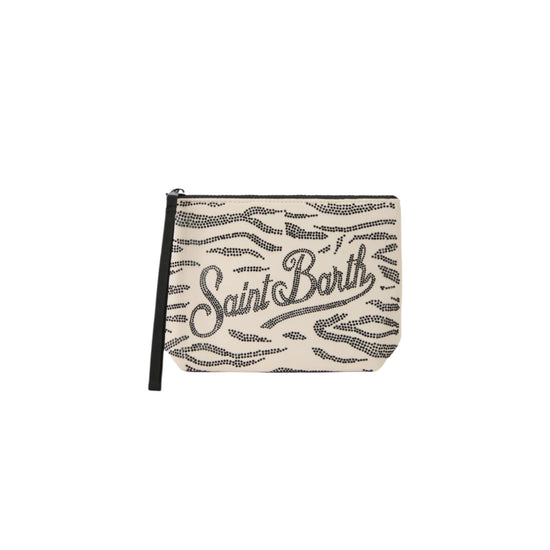 Pochette Aline in scuba con stampa zebrata e strass applicati ALI0032 00271L MC2 SAINT BARTH 