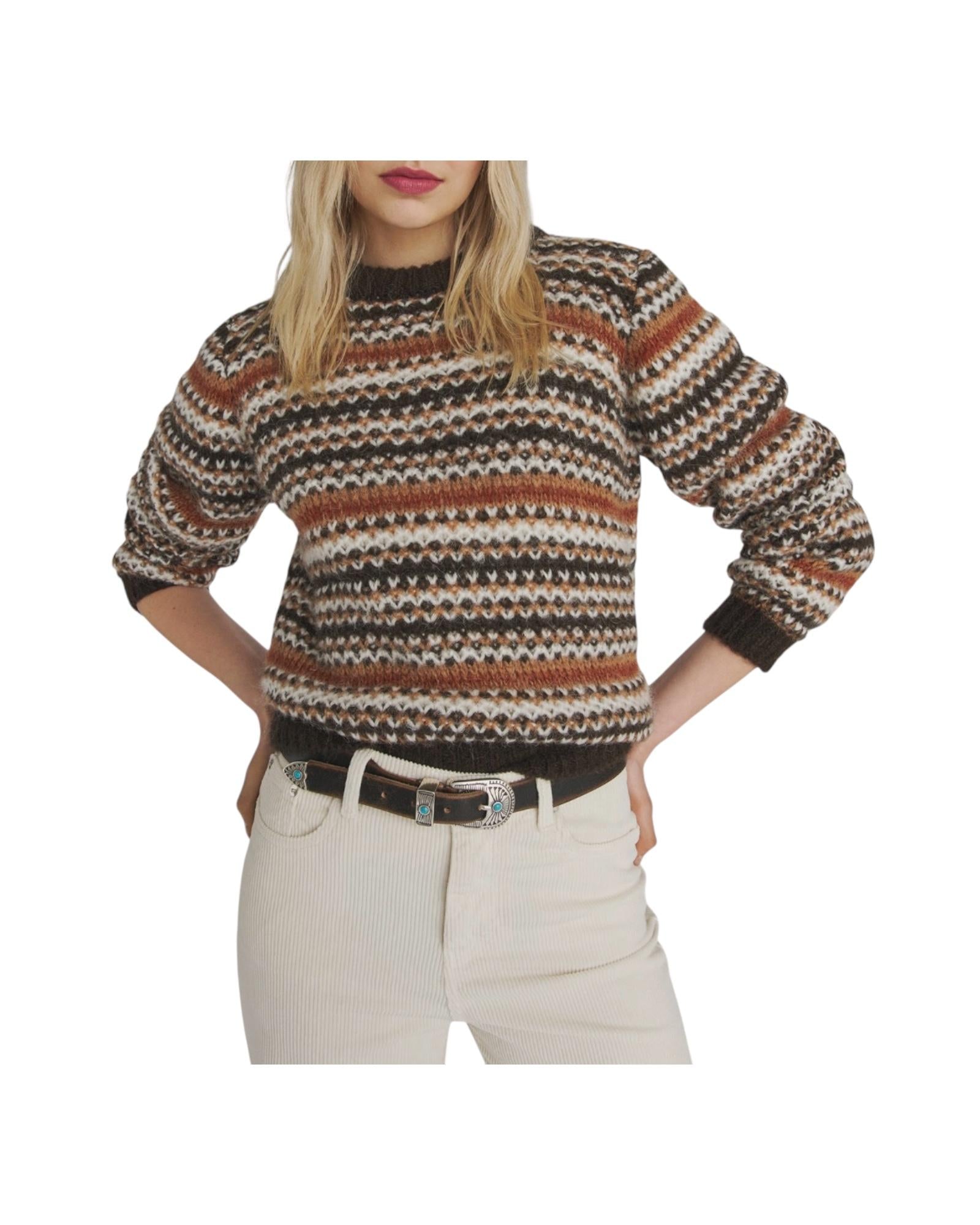 Maglione girocollo Brown cream orange RND90231CP22XXXX C0568 ROY ROGER'S 