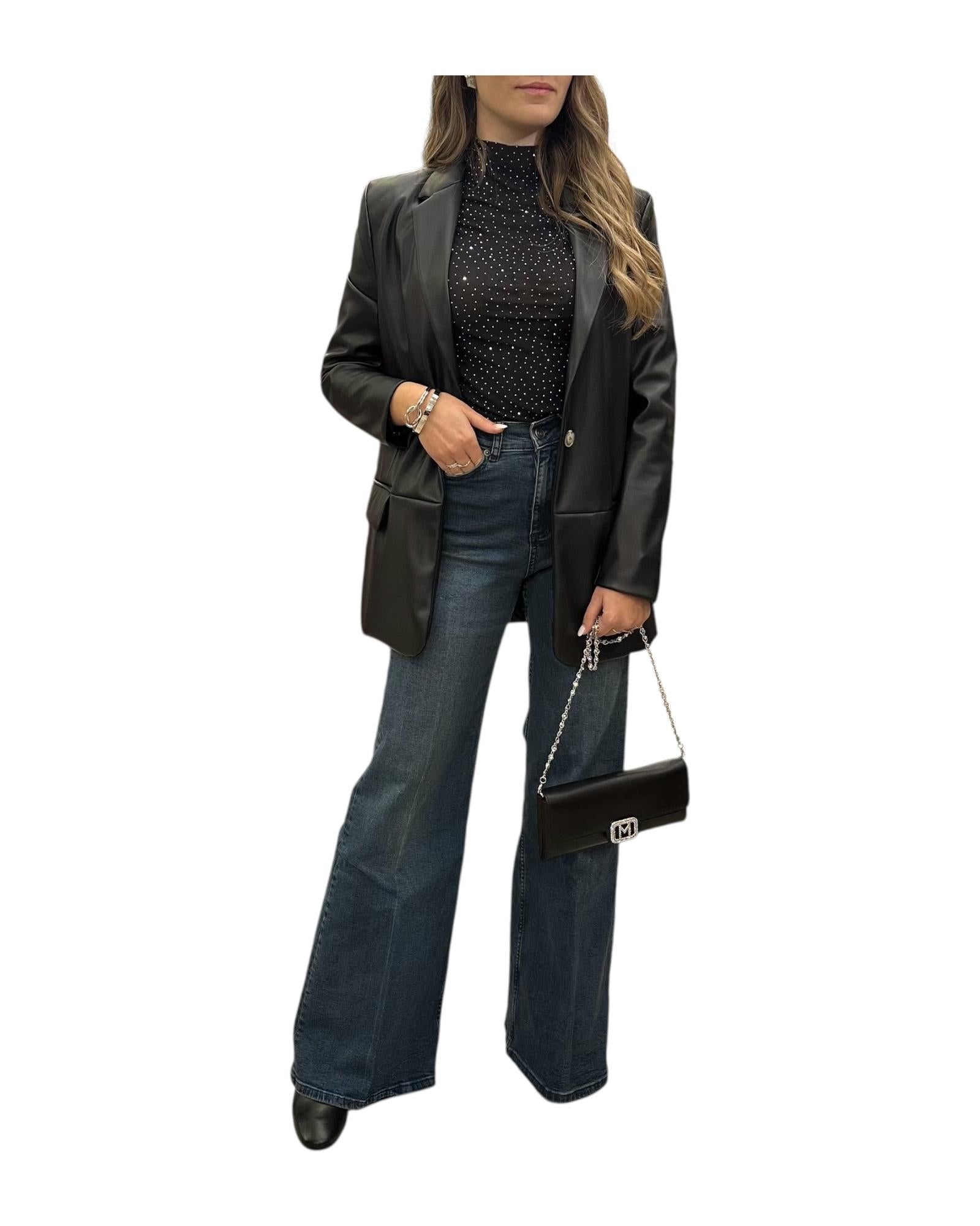 Maglia con strass Nero D01E0998 NERO Philia loft 