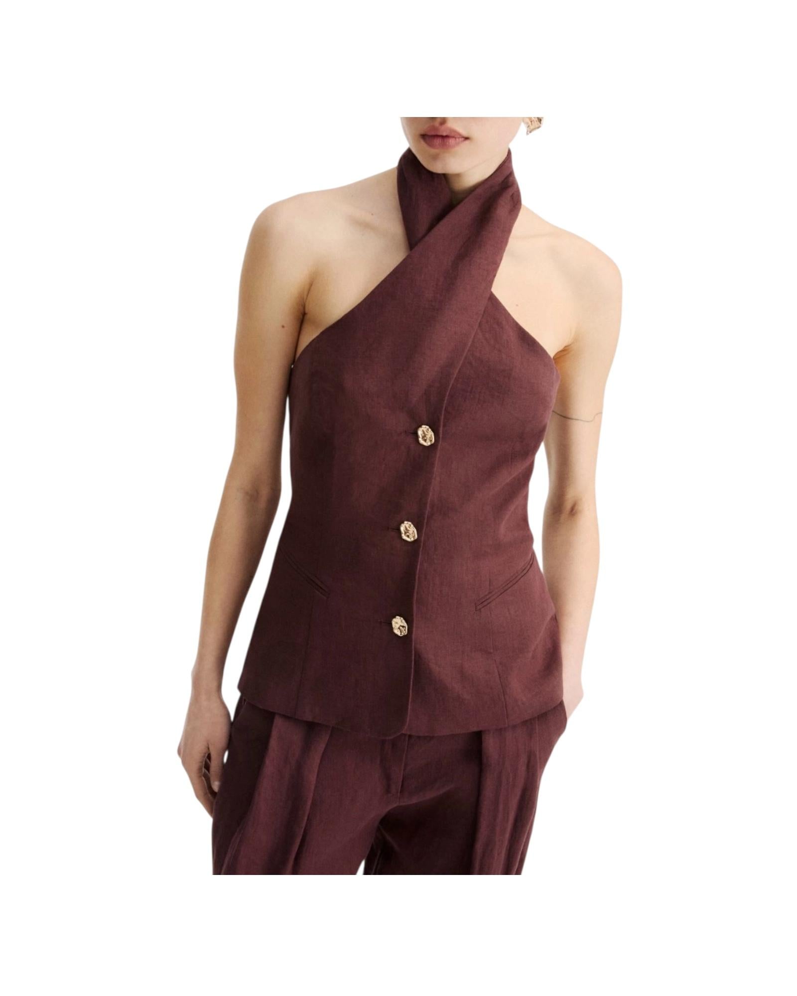 Gilet con scollo incrociato Marrone GIORNO 003 MARELLA