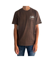 T-shirt in cotone Marrone con ricamo La mossa del giaguaro