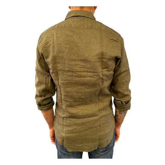 Camicia Uomo in lino Army green CAMICIA LINO TINTA UNITA ARMY GREEN RE.VI.VAL 