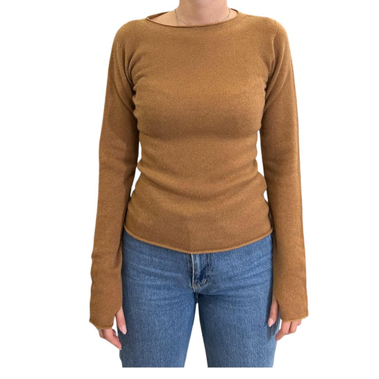 Maglione scollo a barchetta in cashmere Biscotto 85893 124 RETOIS 