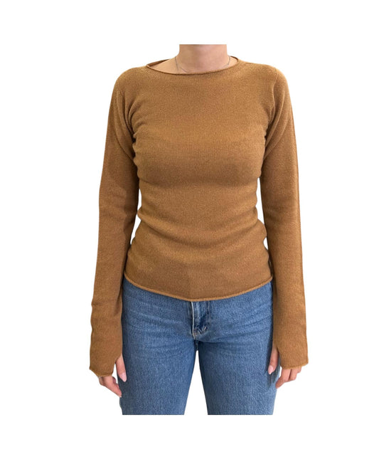 Maglione scollo a barchetta in cashmere Biscotto 85893 124 RETOIS 