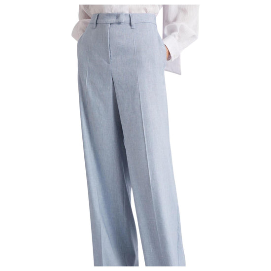 Pantalone palazzo in chevron di lino e viscosa Azzurro ODINO 003 MARELLA 