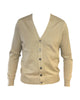 Beige solid color V-neck cardigan
