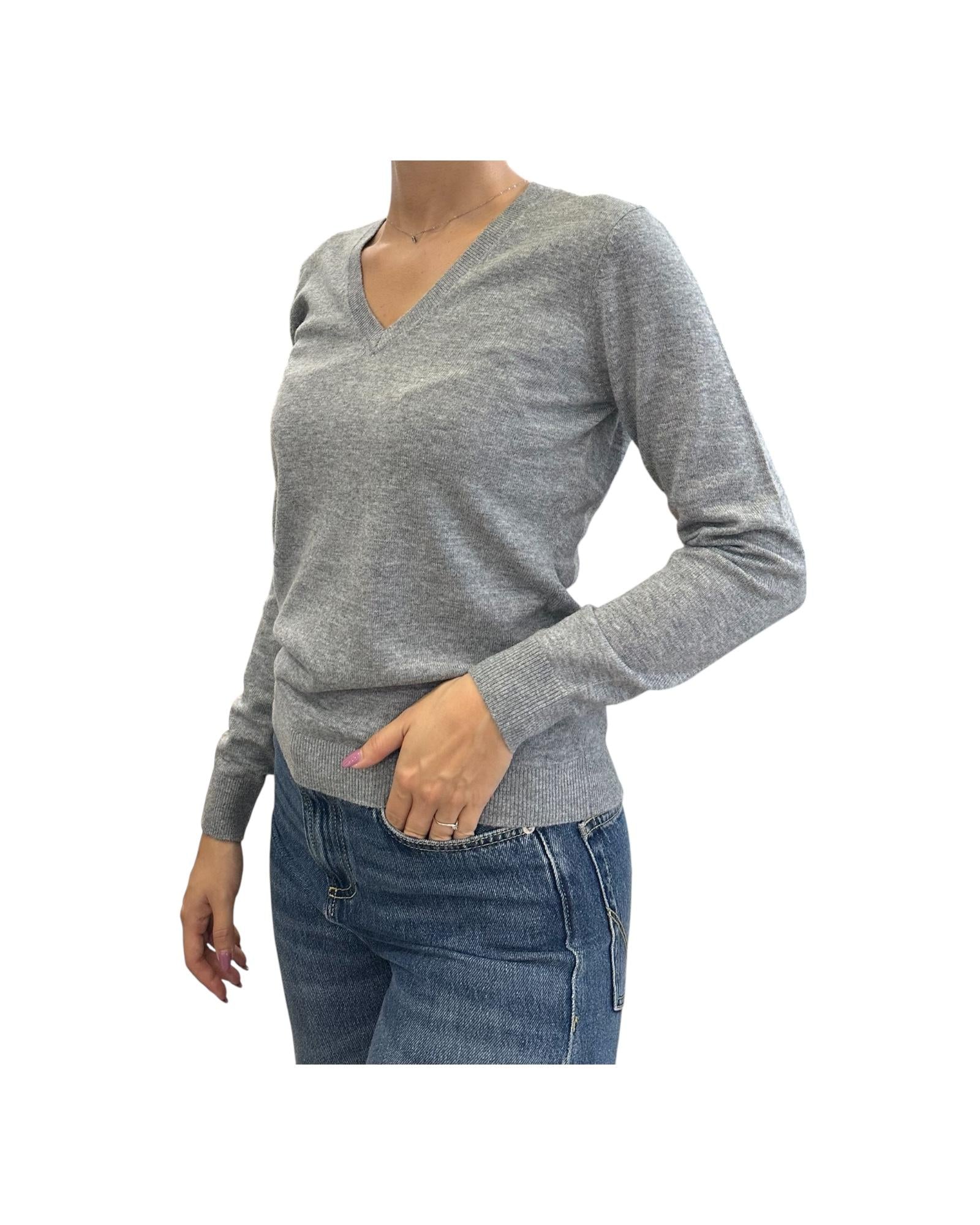 Maglione scollo a V grigio chiaro 97621 040 CAVALIERI MILANO