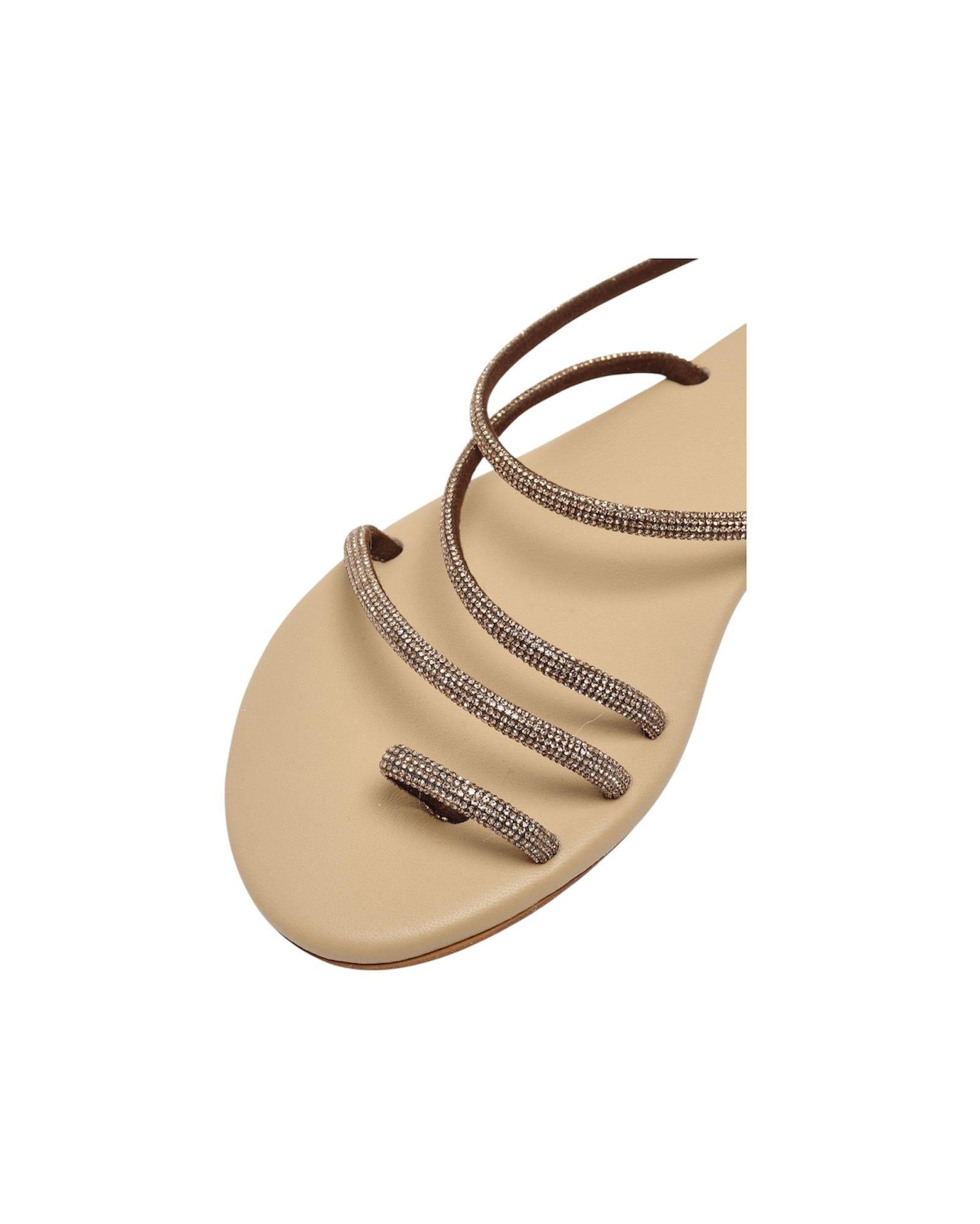 Flat Ring Sandals con strass beige RING001 00835L MC2 SAINT BARTH 